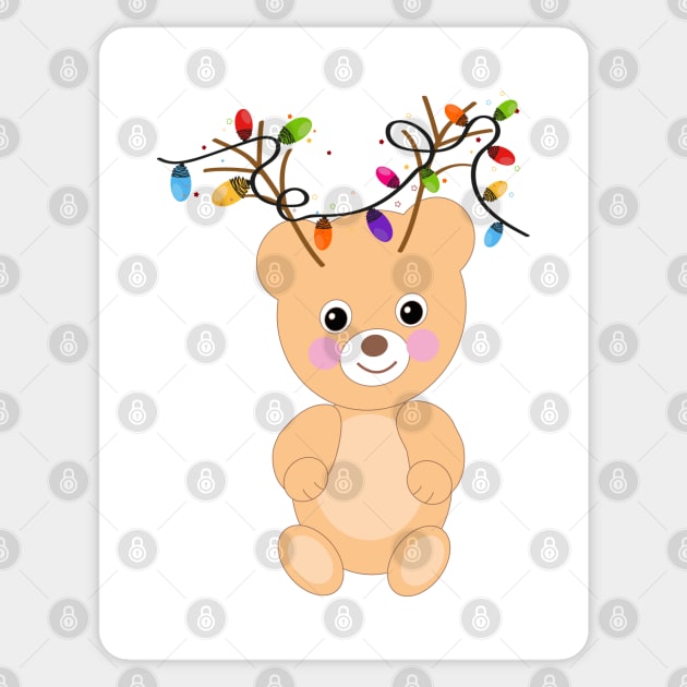 Teddy bear with deer ears and colorful light bulb Sticker by GULSENGUNEL